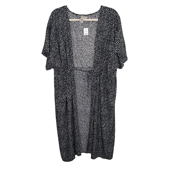 NEW Loft Womens One Size Black White Printed Short Sleeve Midi Wrap Swim Cover - Picture 1 of 4